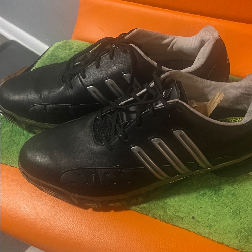 Adidas Men's Black and Silver Athletic golf shoes